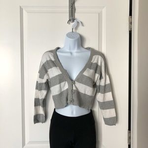 Women's Aeropostale Gray Striped Cardigan Sweater